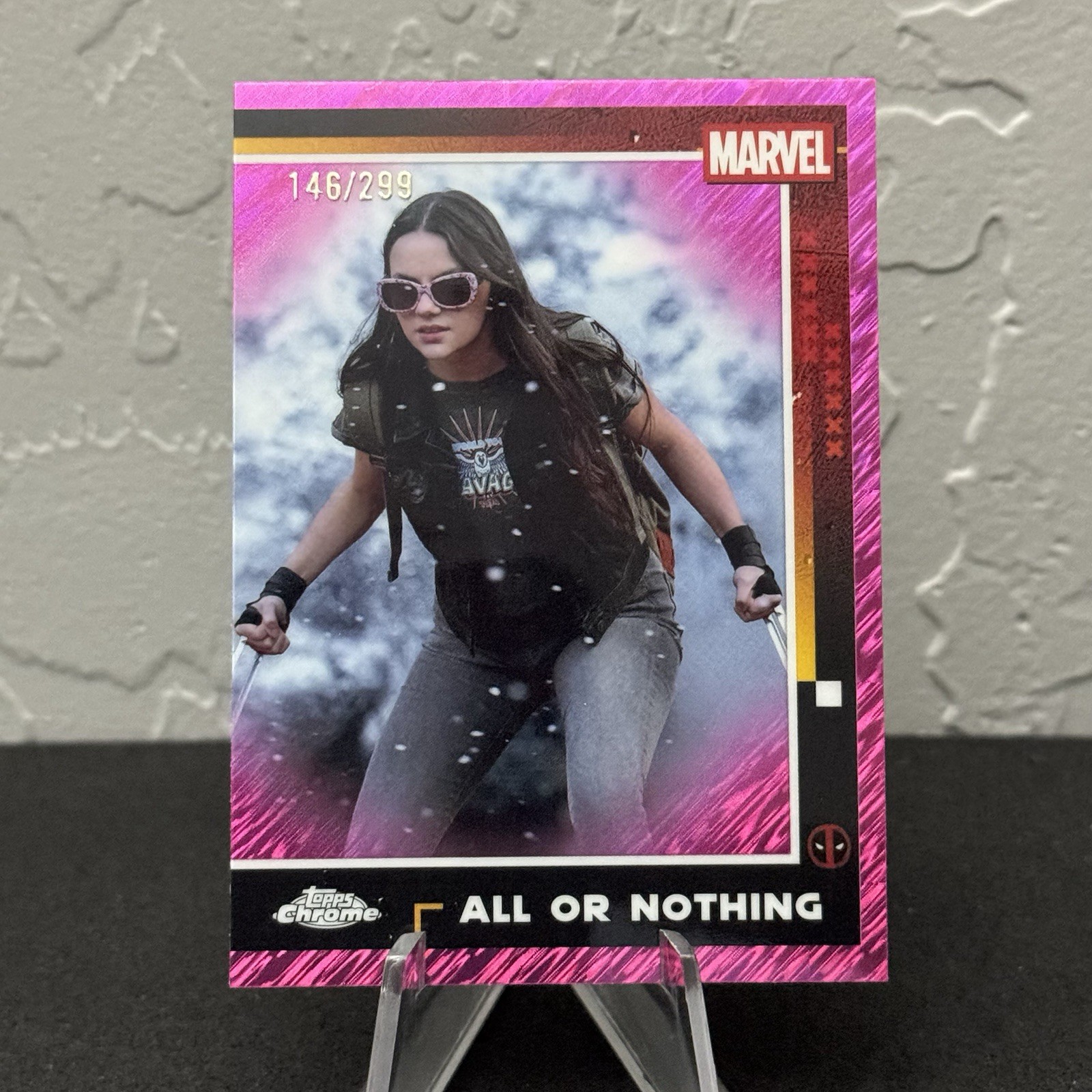 2025 Topps Chrome Deadpool All or Nothing #80 Pink Shimmer /299