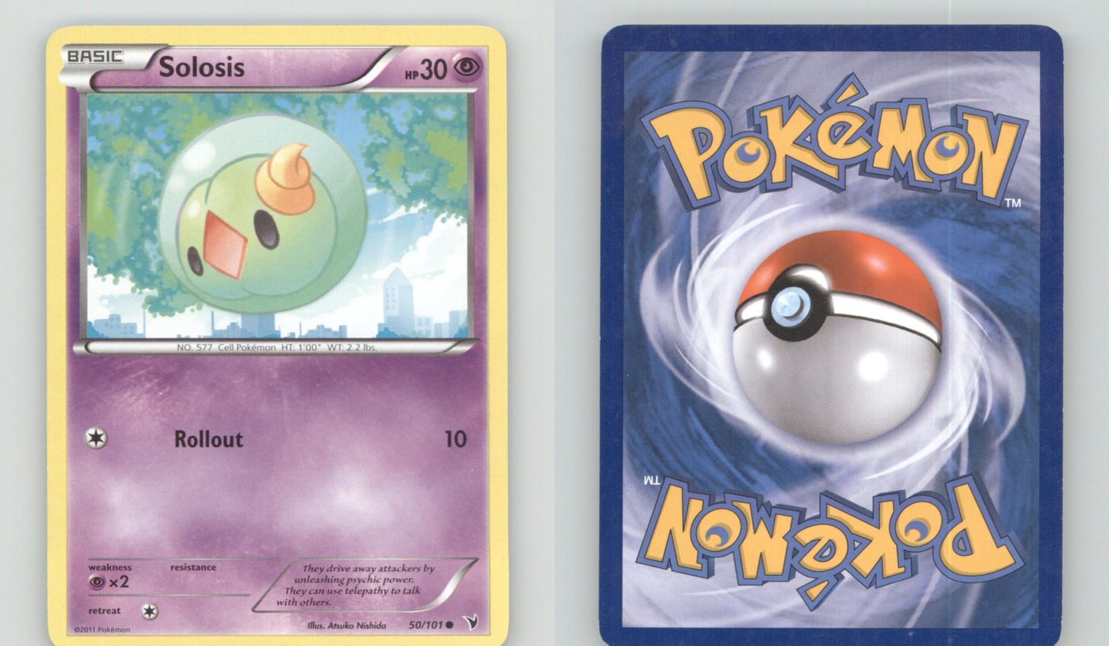 Pokemon Solosis 50/101 Vittorie Nobili Comuni Giocato Leggermente