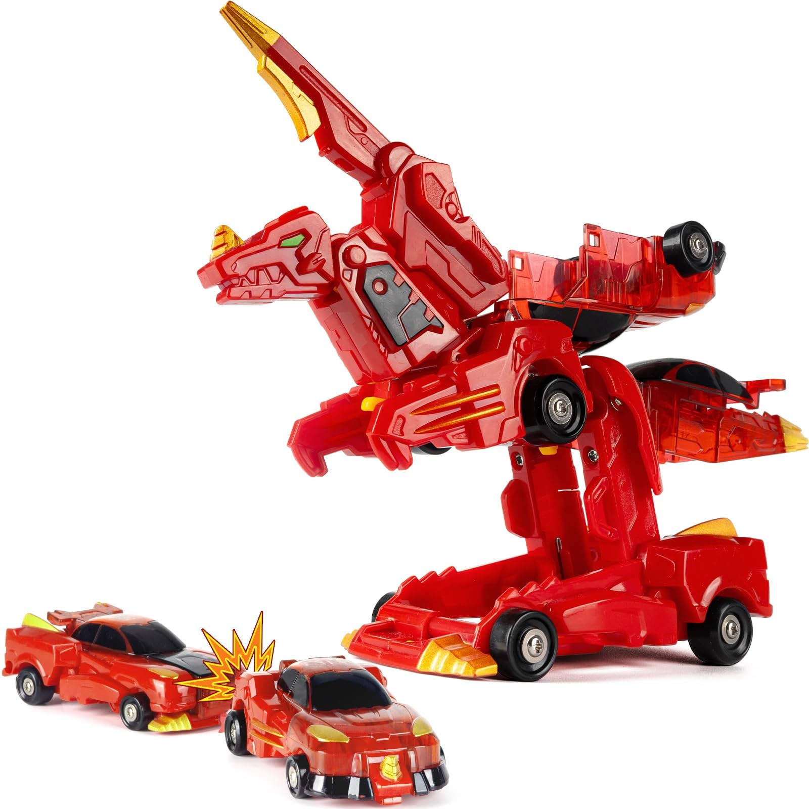 Yivsen Collisione Trasformazione Dinosauro Auto Giocattolo, 2 in 1 Magnetico Auto Transfor...