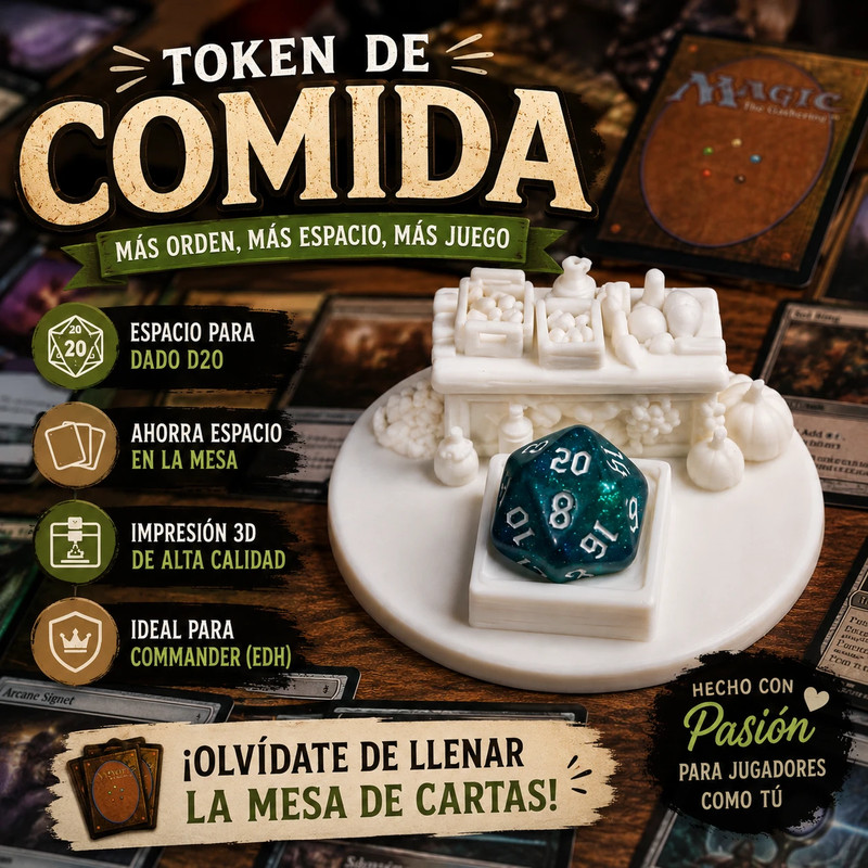 🍖 Token de Comida para Commander (MTG) con soporte para dado D20 🍖
