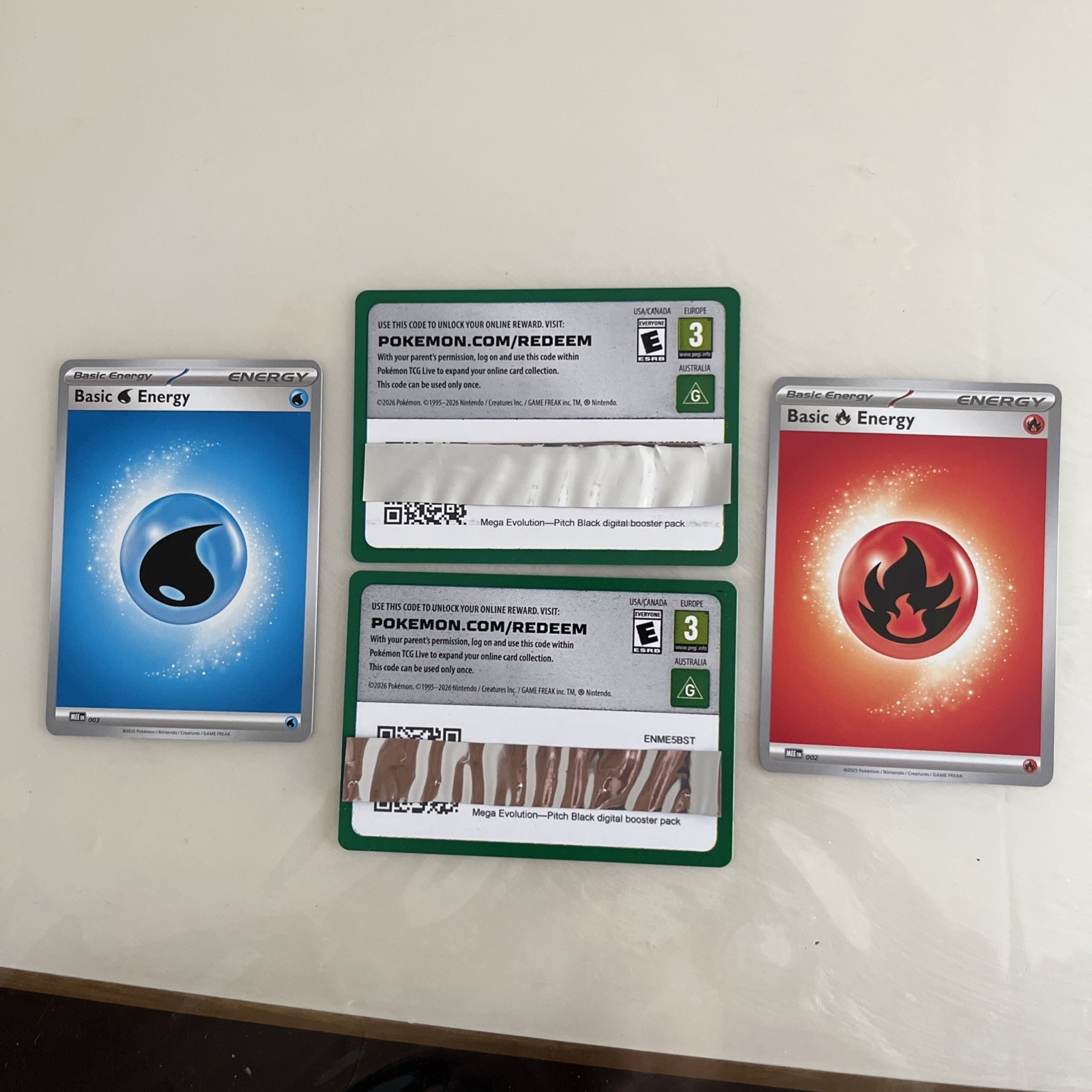 Carte riscatta Pokémon TCG Energia Base e Pokémon.com. Lotto 4 nuovi