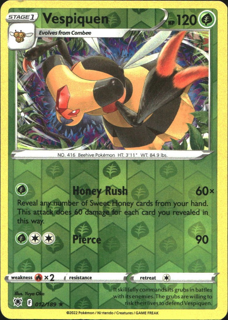 Vespiquen 012/189 SWSH10 Radianza Astrale Reverse Holo R Pokémon quasi nuovo — Inglese