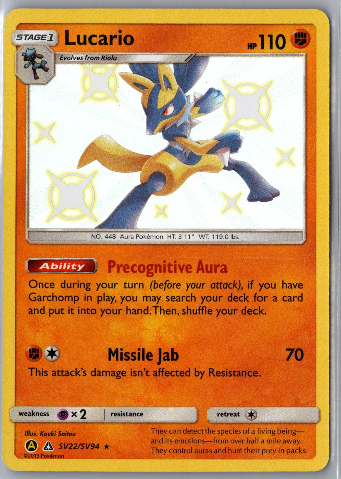 Lucario SV22/SV94 Shiny Raro Destino Nascosto Shiny Vault Pokemon Holo Near Mint