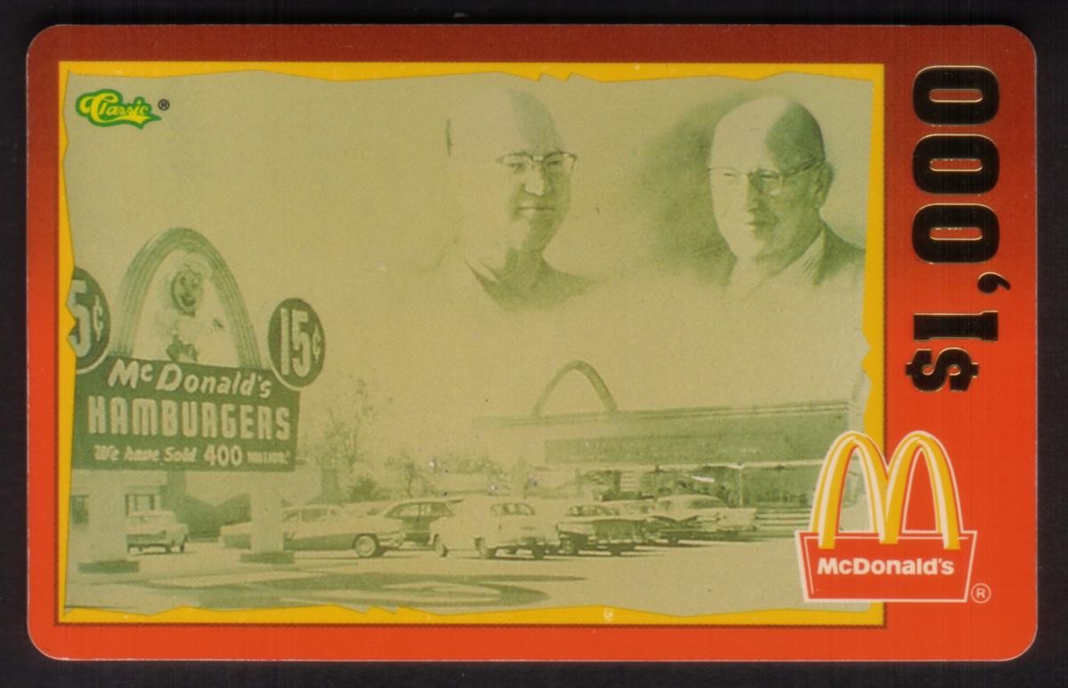 $1.000. McDonald's 1996: Scheda telefonica TEST interna dei fratelli McDonald's