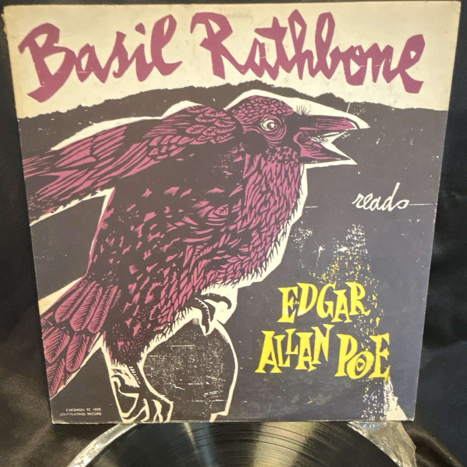 Caedmon Basil Rathbone Reads Edgar Allan Poe Spoken Word Vinyl LP 33 RPM TC-1028
