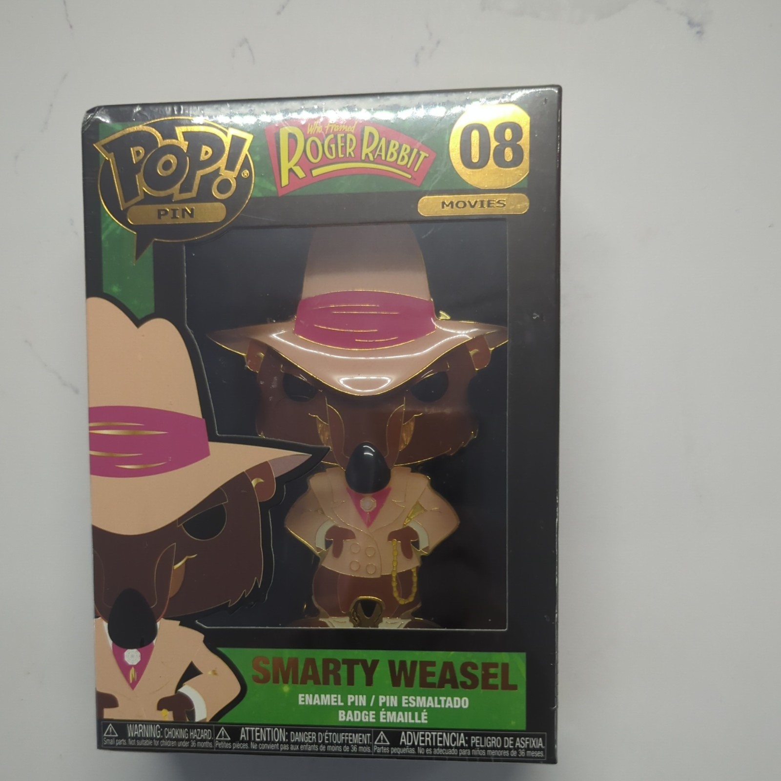 BOXED FUNKO WHO FRAMED ROGER RABBIT SMARTY WEASEL ENAMEL POP PIN BADGE MOVIES 08