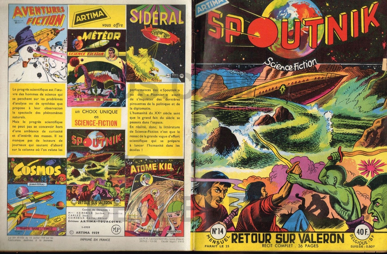 SPOUTNIK numéro 14   ARTIMA 1958 TBE
