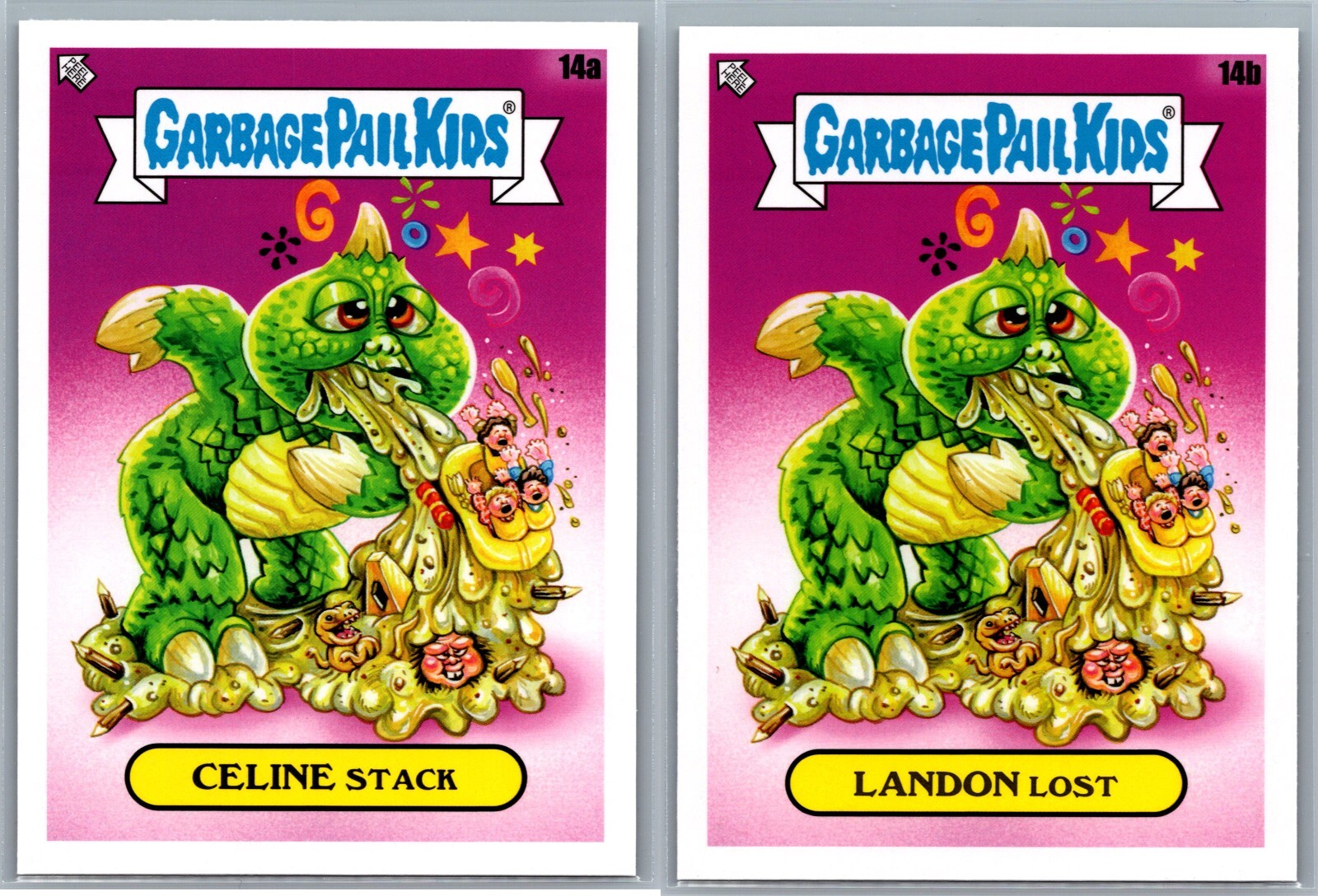 Land Of The Lost x Spazzatura Secchio Bambini Sleestak Spoof Set 2 Carte Celine & Landon