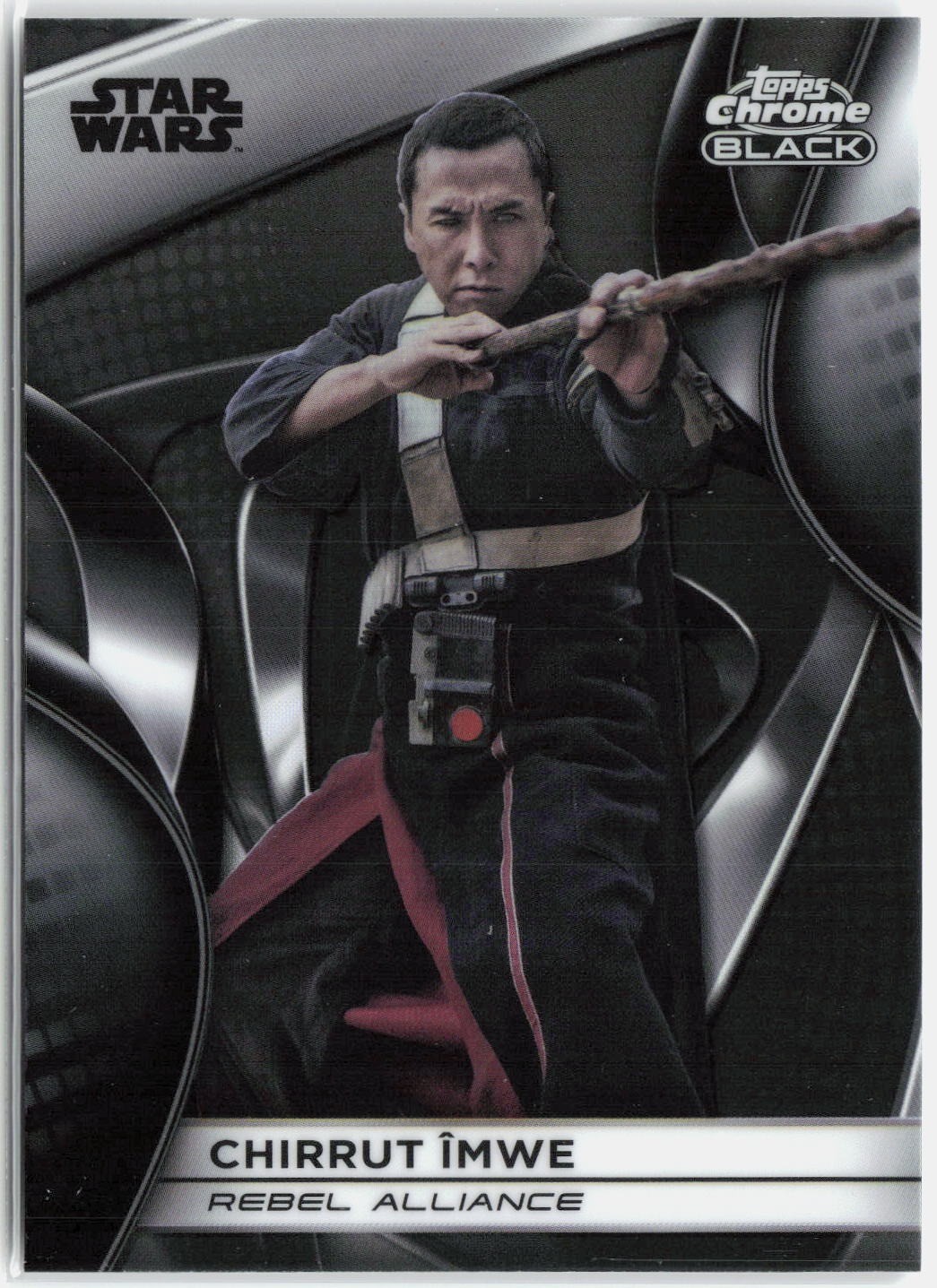 Avamposto contrabbandieri Topps Star Wars 2025 - base cromata nera #CB-62 Chirrut Îmwe
