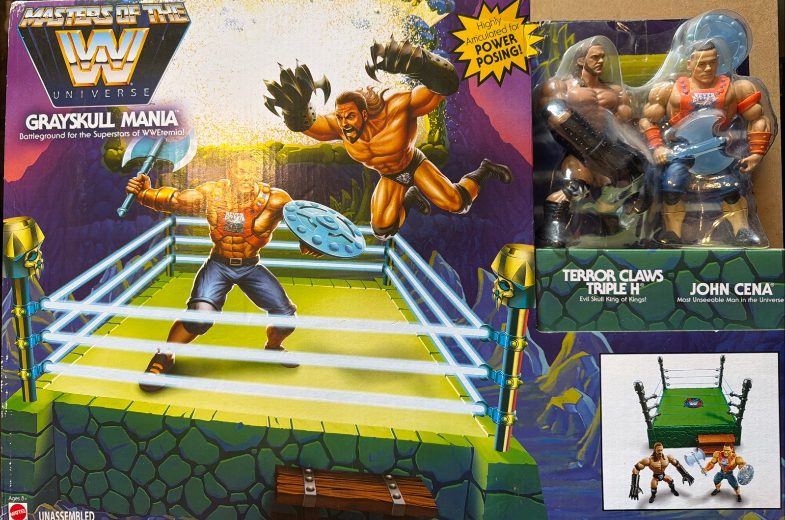 Masters of the WWE Universe Grayskull Mania Bundle Triple H John Cena nuovo con scatola