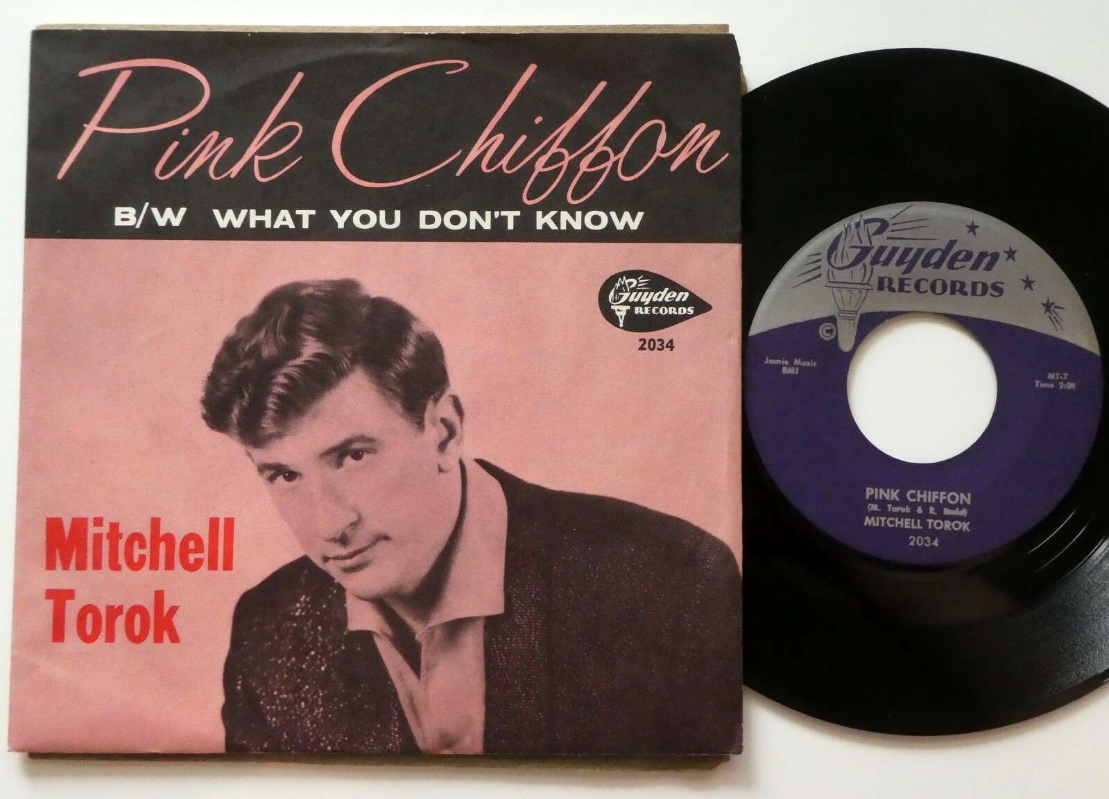 MITCHELL TOROK 45 Pink Chiffon GUYDEN Promo Single 7" 45 RPM 1960