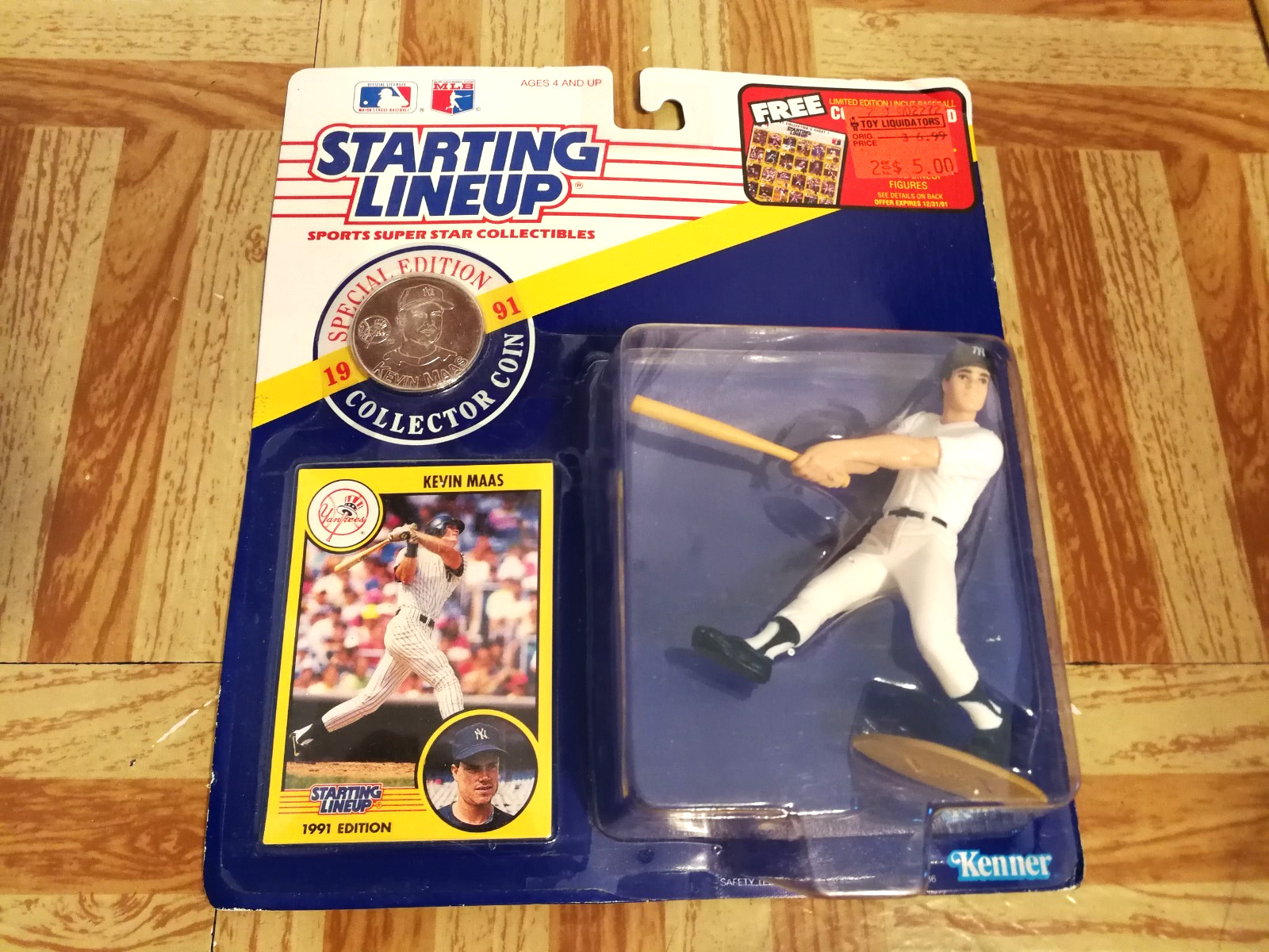 1991 Starting Lineup Kevin Maas New York Yankees SLU Figure Baseball Card MLB