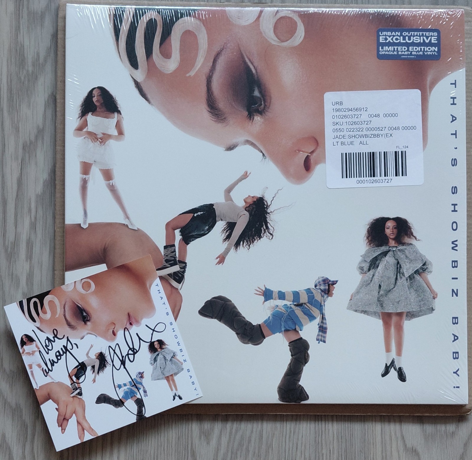 Jade That's Showbiz Baby! UO Exclusive Opaque Baby Blue Vinyl & SIGNED Art Card