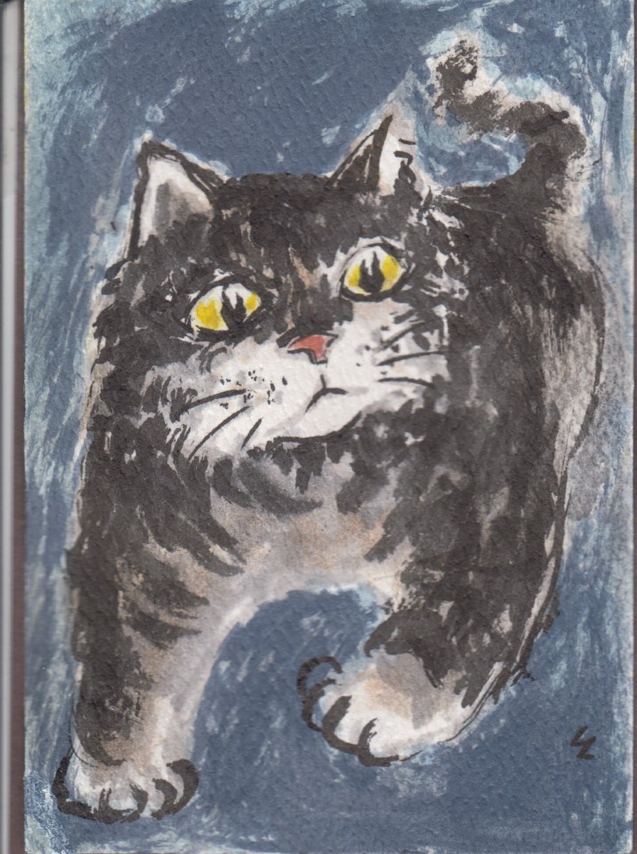 LinLi888 ACEO Original Art Watercolor Painting Cat 25012901