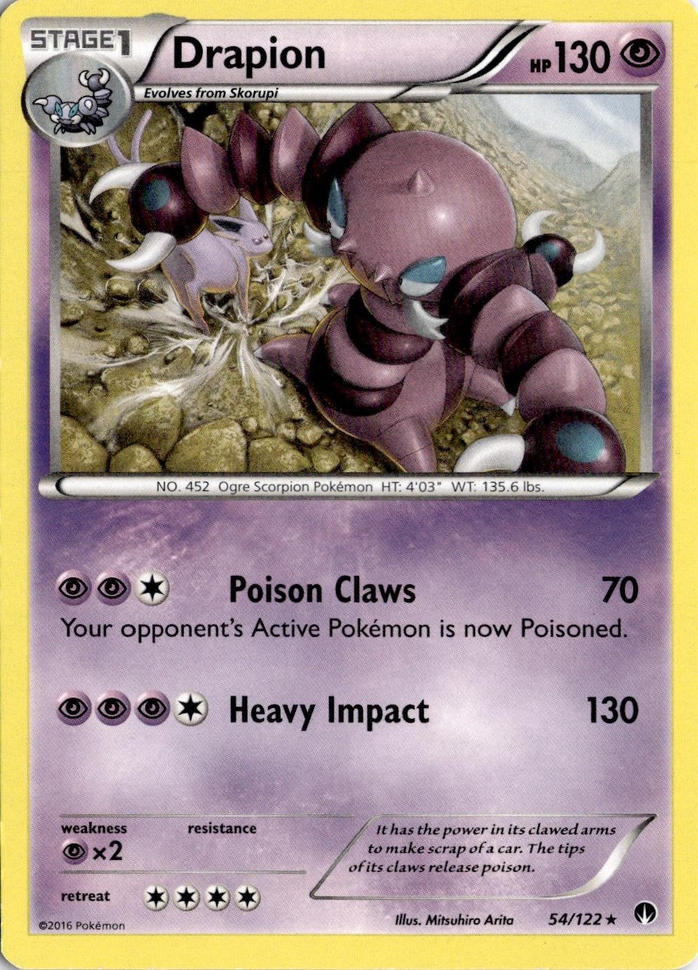 Drapion 54/122 Raro Pokemon Breakpoint giocato moderatamente