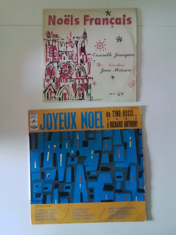 Lot 2 Vinyles 33T - Chants de Noël Traditionnels & Joyeux Noël (Tino Rossi, Edith Piaf,etc)  Vintage