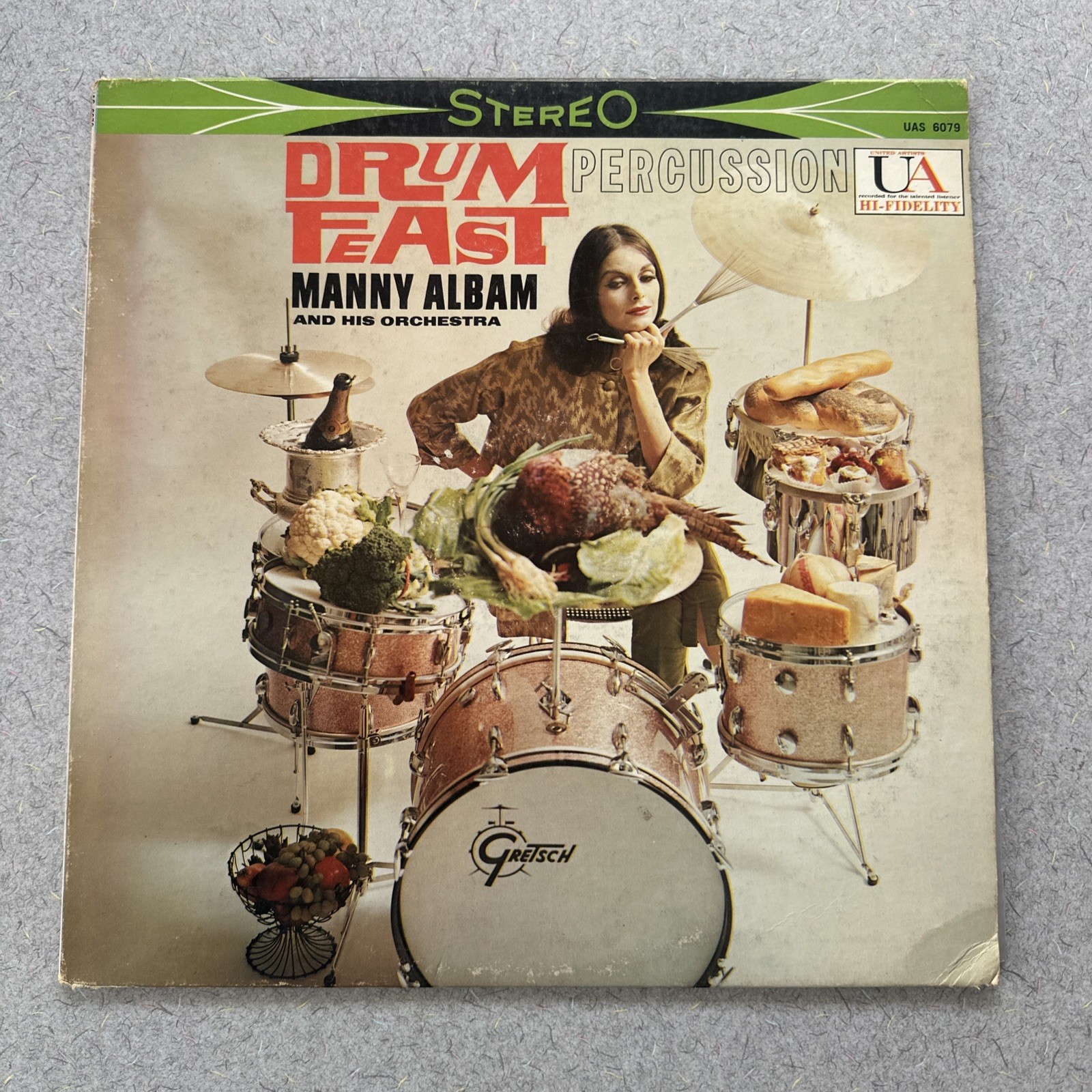 Manny Albam Orchestra Drum Feast Percussion LP Vinyl  G+/VG Ultrasonically Clean