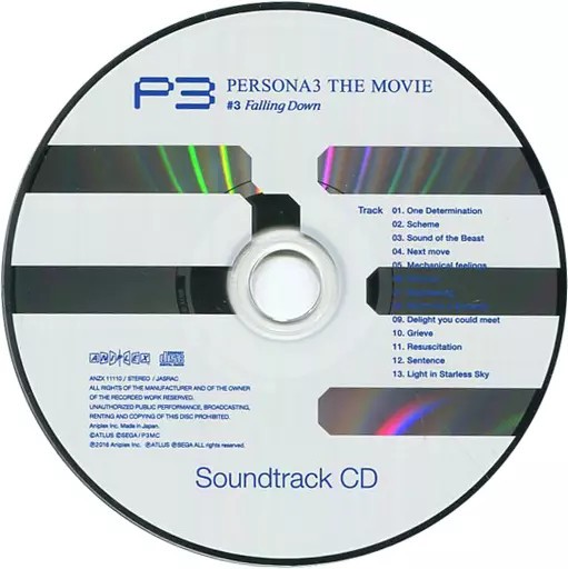 Anime CD PERSONA3 THE MOVIE #3 Falling Down Limited Edition Bonus Soundtrack CD