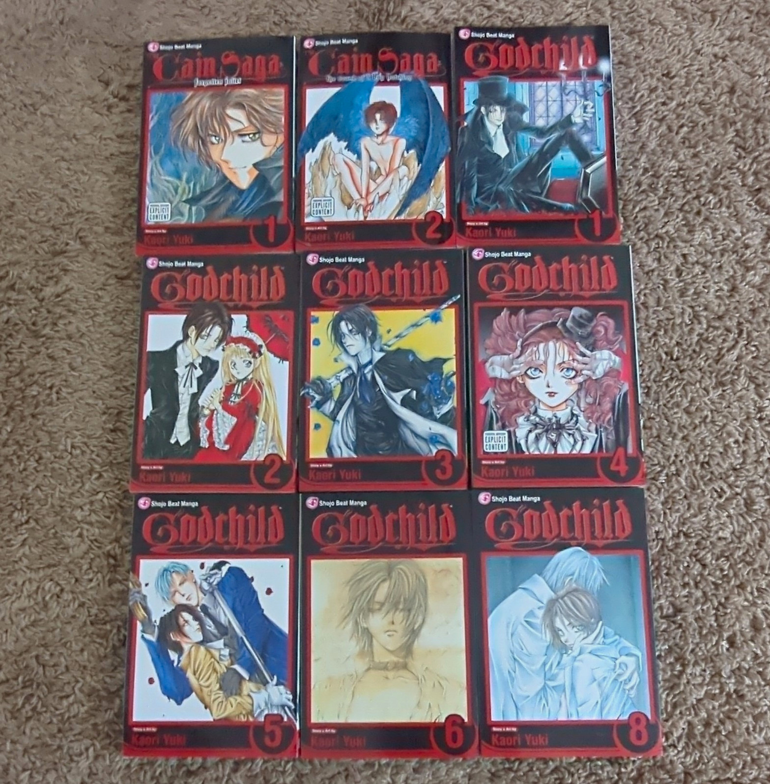 Lotto manga Godchild vol 1-6 e 8 + saga di Caino vol 1-2 di Kaori Yuki