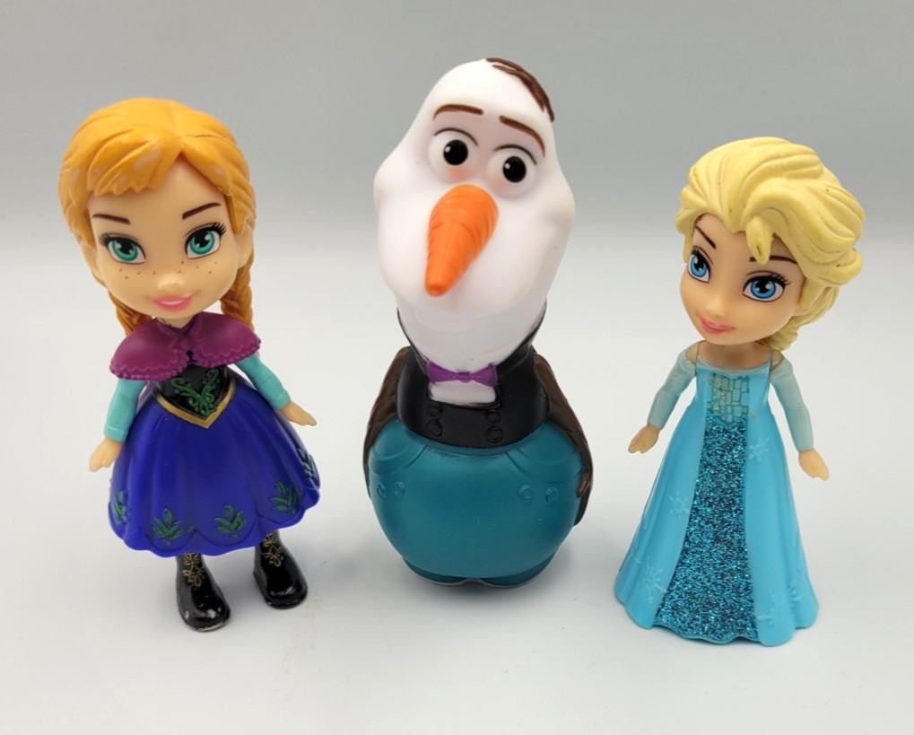Set of THREE Disney  Frozen characters ELSA, ANNA & OLAF 8-9cm tall