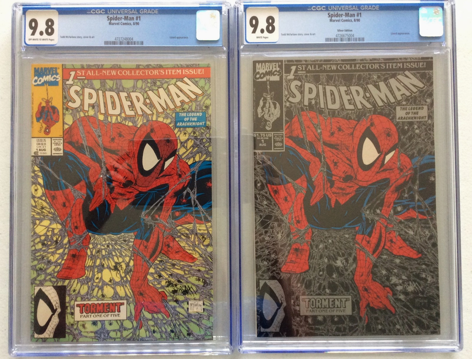 1990 Spider-Man #1 Marvel Comics LOTTO DI 2 entrambi classificati CGC 9.8 aspetto lucertola