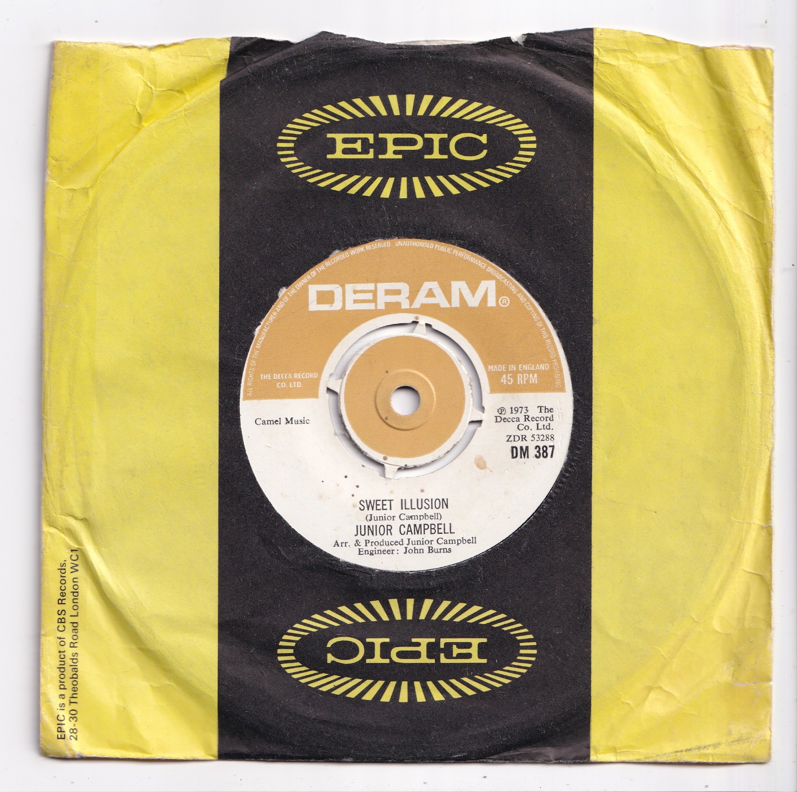 (AV491) Junior Campbell, Sweet Illusion - 1973 - 7 inch vinyl