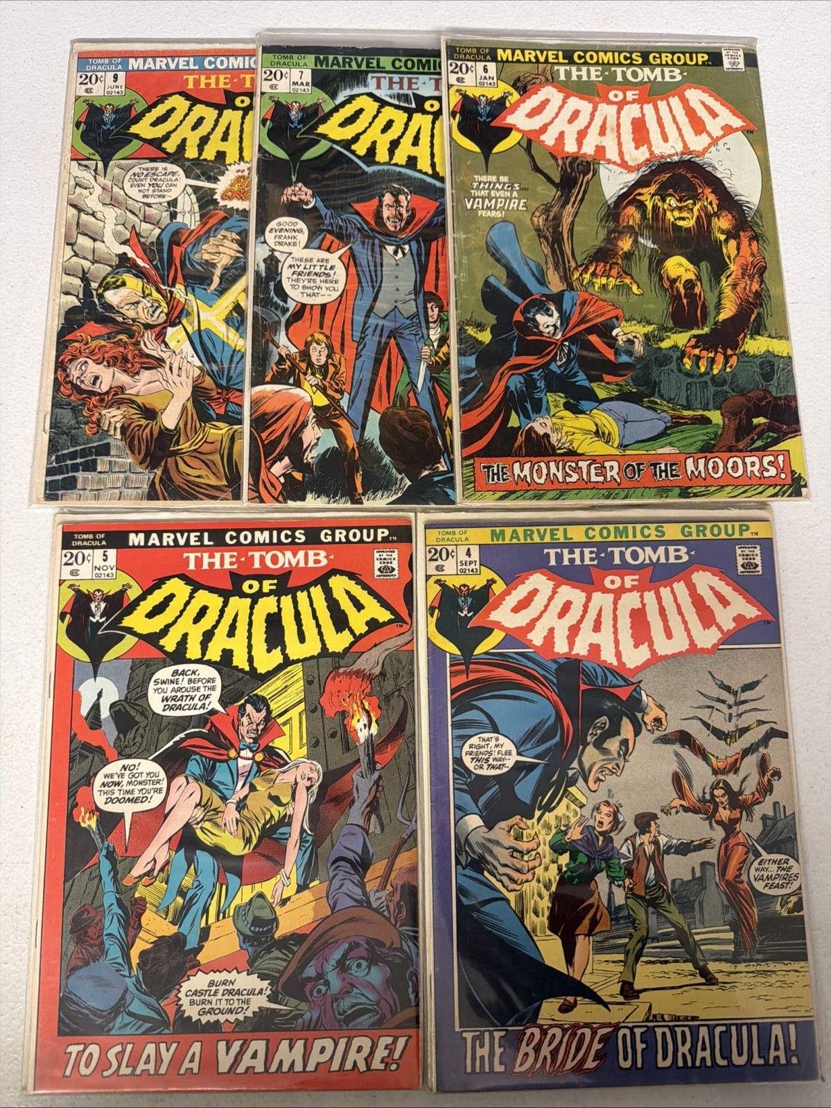 Tomb of Dracula #4 5 6 7 9 Bronze Age Horror Marvel Comics Lotto Funzionante VG *Y6