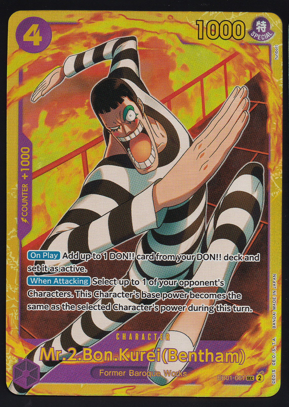 One Piece TCG EB01-061 Mr. 2 Bon Kurei (Bentham) Secret Raro Inglese