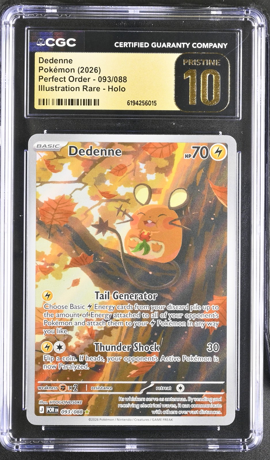 Dedenne 093/088 Illustrazione Rara Holo Perfetto Ordine Pokemon CGC 10 Pristine