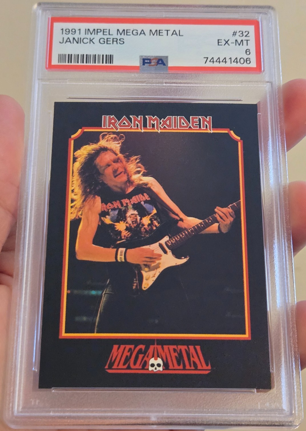 1991 IMPEL MEGA METAL IRON MAIDEN CHITARRISTA JANICK GERS #32 PSA 6 EX-MT POP 2