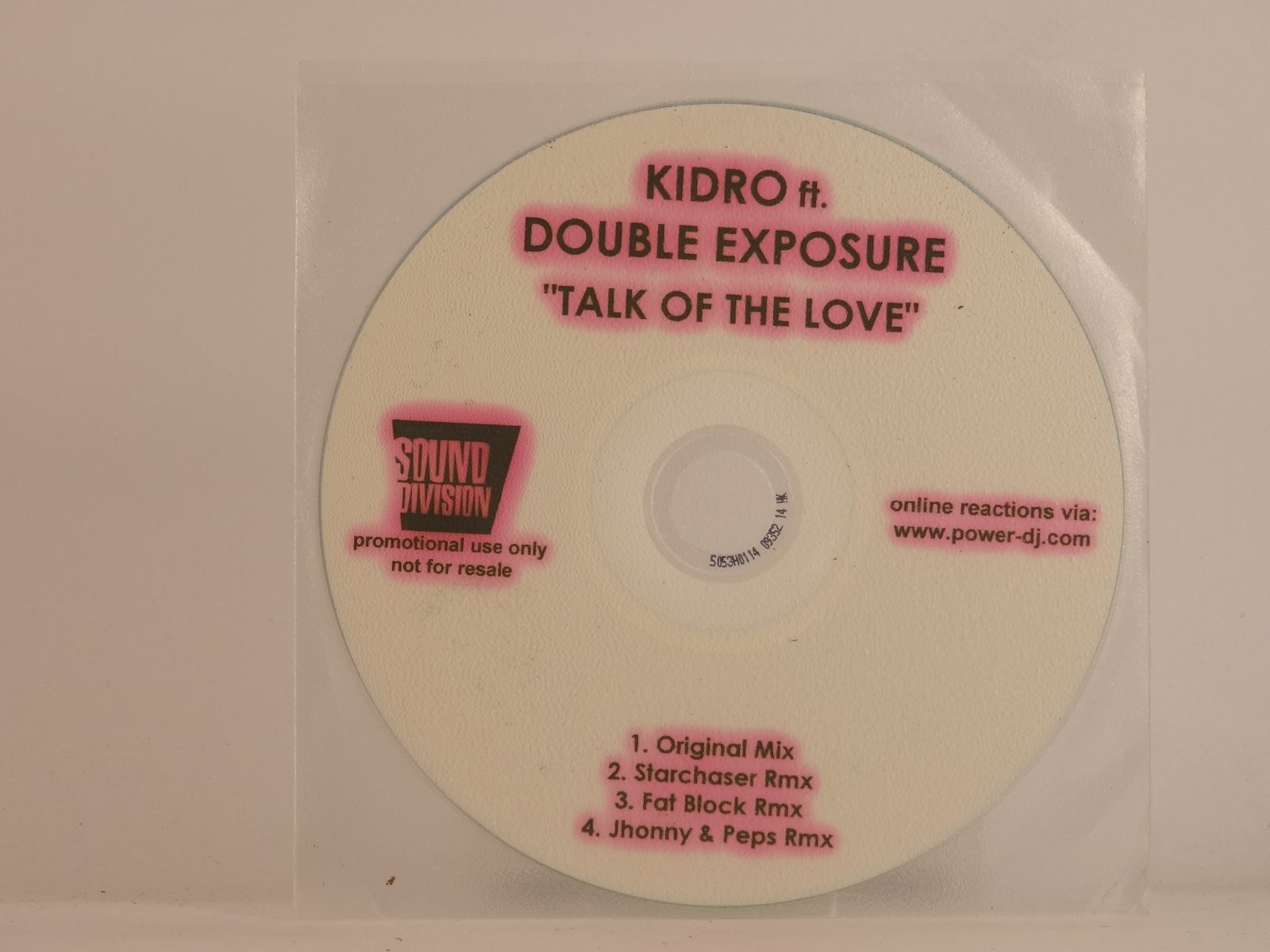 KIDRO FT DOUBLE EXPOSURE TALK OF THE LOVE (C15) 4 Track Promo CD Single includin