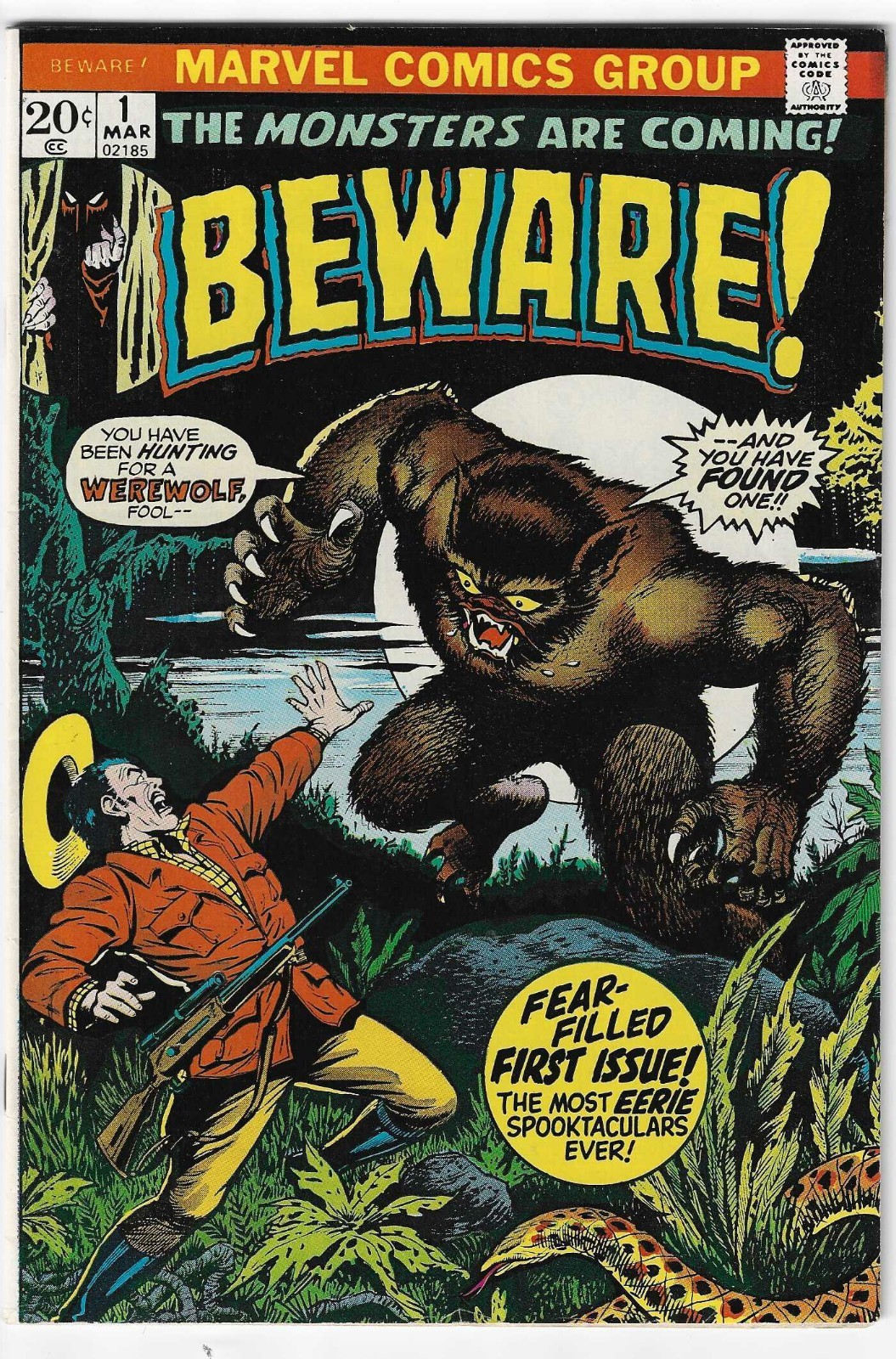 ATTENZIONE #1 VF+ 1972 STAN LEE JACK KIRBY JOHN ROMITA SR LUPO MANNARO HORROR ALTA QUALITÀ