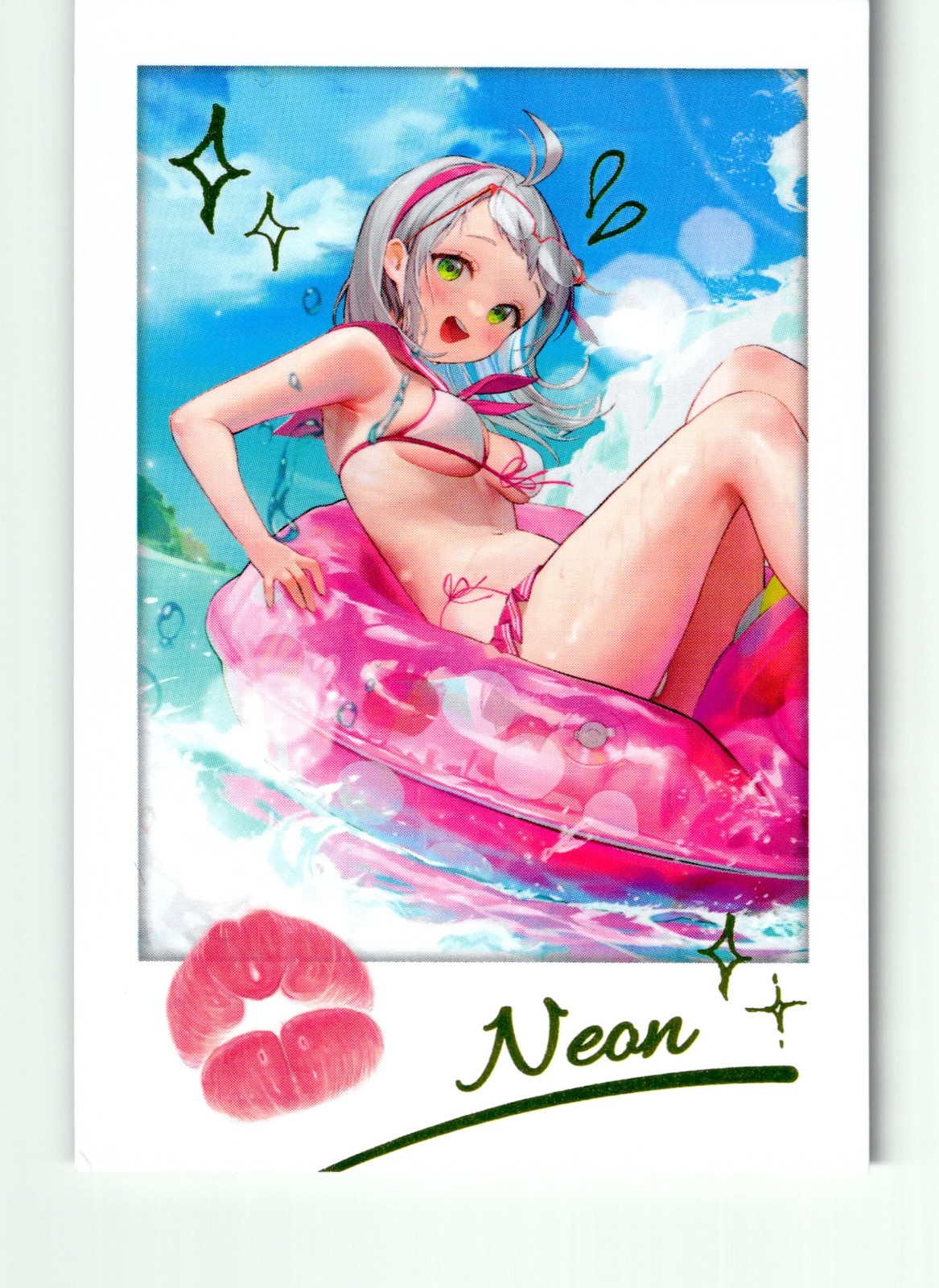 Carta fotografica Dea della Vittoria Neon-Kissmark giapponese stile Nikke Polaroid