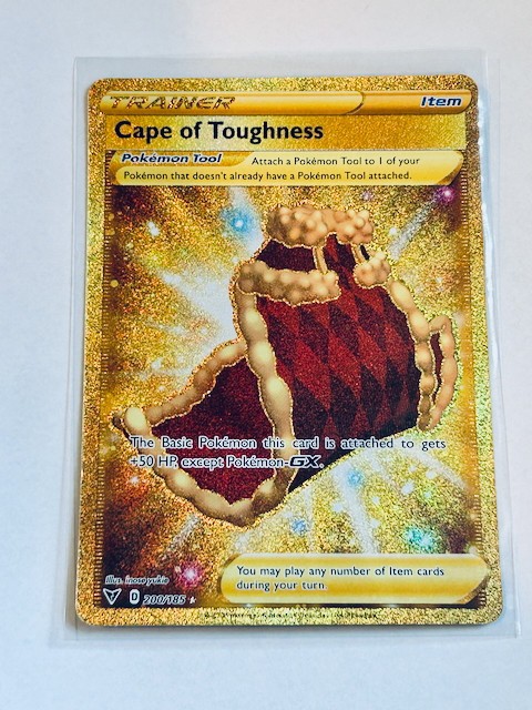 Pokémon Vivid Voltage Cape Of Toughness 200/185 Gold Secret Ultra Holo Rare