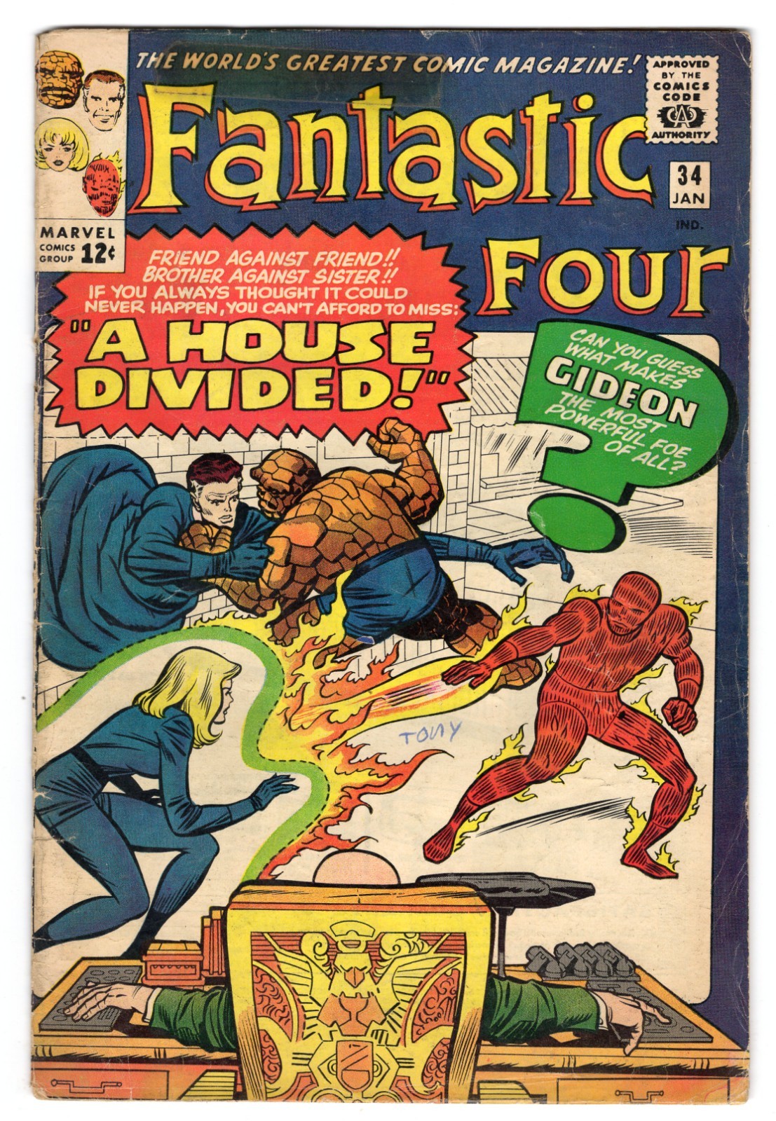 Fantastic Four 34 1965 Marvel Comics VG- 3.5 1° App Gideon *Vedi Descrizione*
