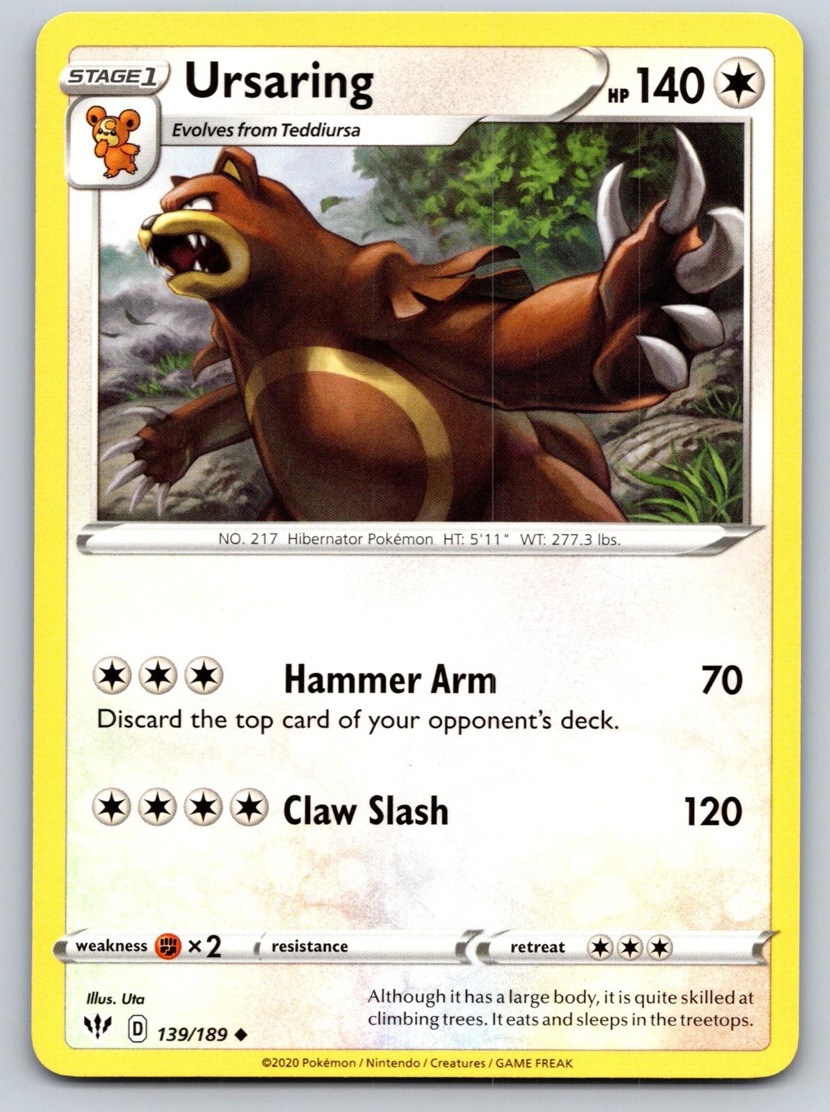 Ursaring 139/189 Pokemon Oscurità Incendio Non Comune Quasi Nuovo