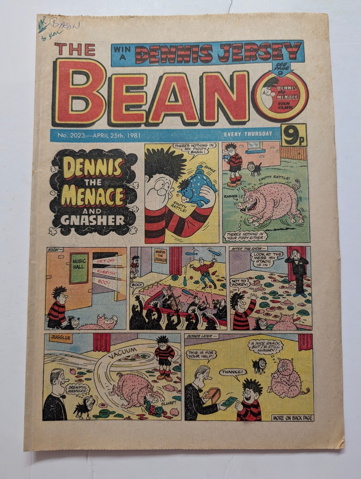 Beano Comic No 2023, April 25th 1981.