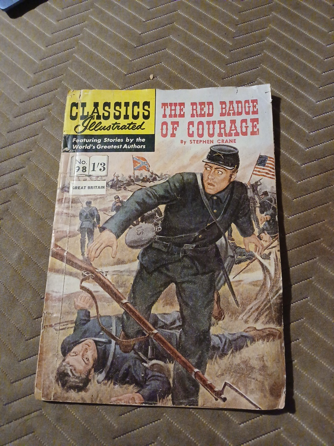 CLASSICS ILLUSTRATED 98 Red Badge of Courage HRN 124 UK edizione fumetto Silver Age
