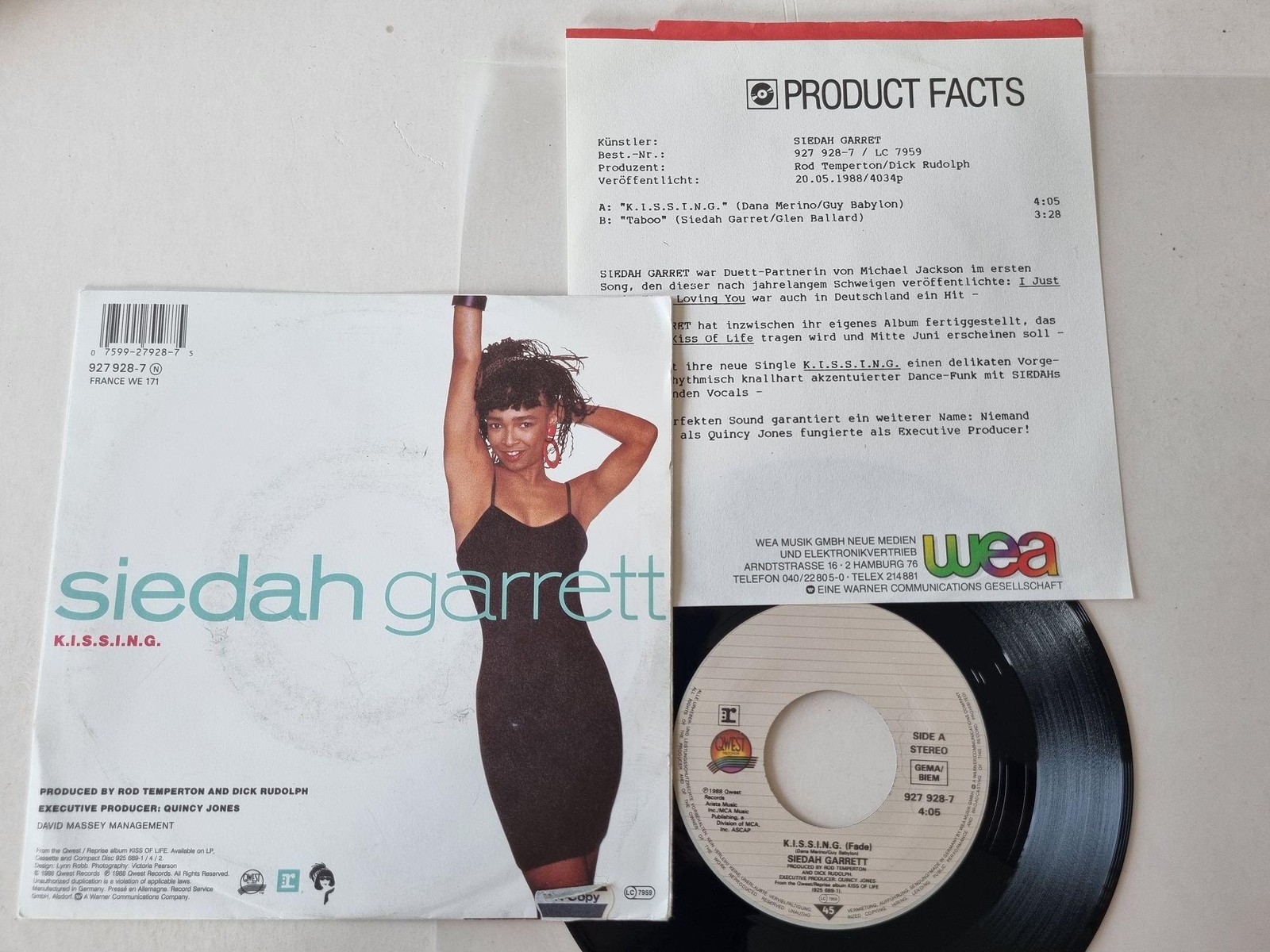 Siedah Garrett - K.I.S.S.I.N.G. 7'' Vinyl Germany PROMO FACTS