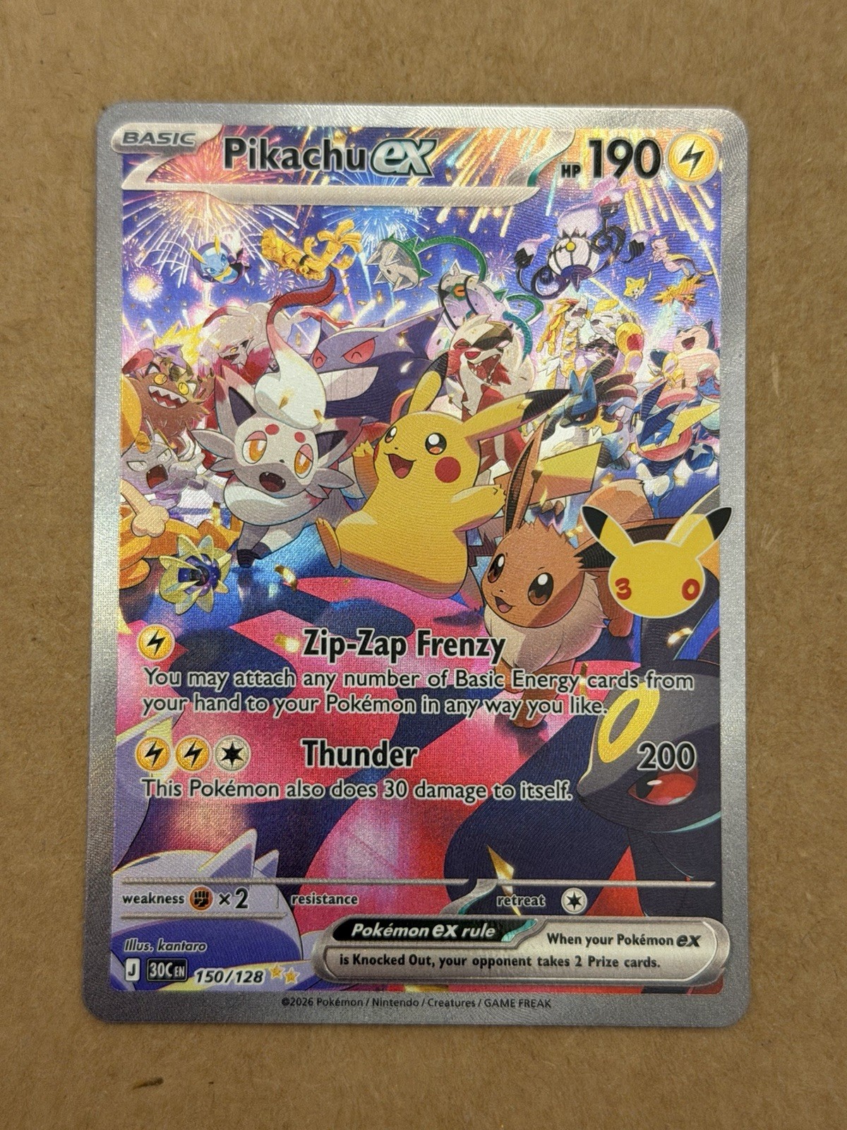 Pokemon 30th Anniversary Pikachu EX 150/128 (night)