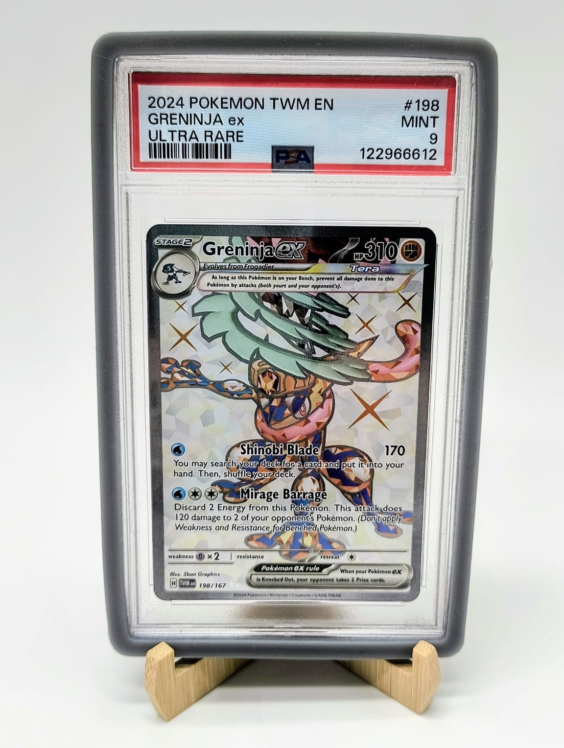 Pokémon Greninja ex 198/167 Twilight Masquerade Ult Rare PSA 9 Mint Graded Slab