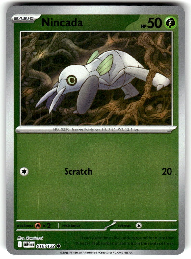 Nincada Reverse Holo Common Mega Evolution 016/132 quasi nuovo
