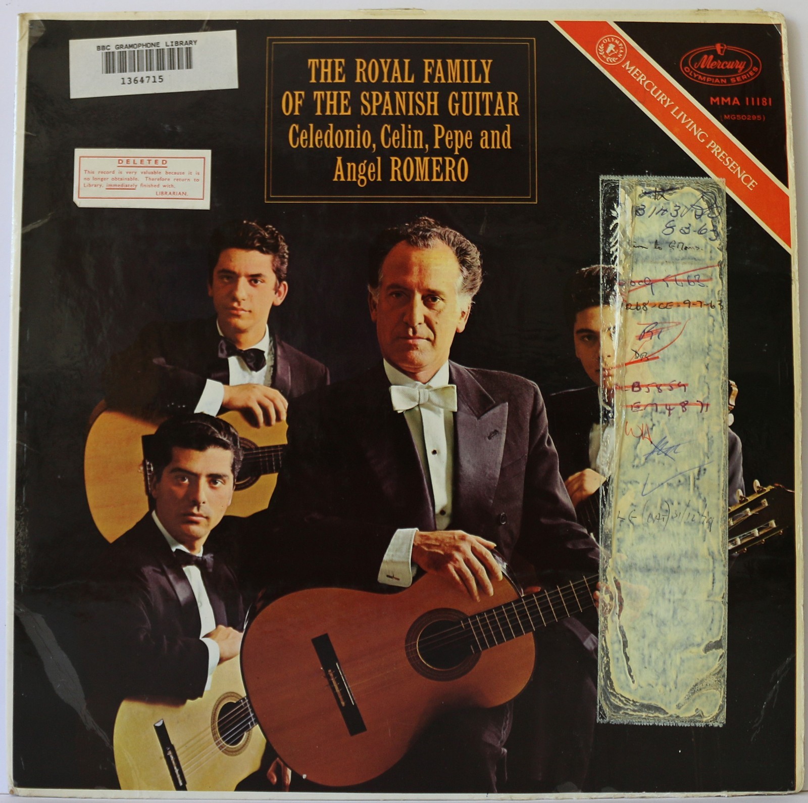THE ROMERO'S "THE ROYAL FAMILY OF THE SPANISH GUITAR" BBC RECORD LIBRARY LP