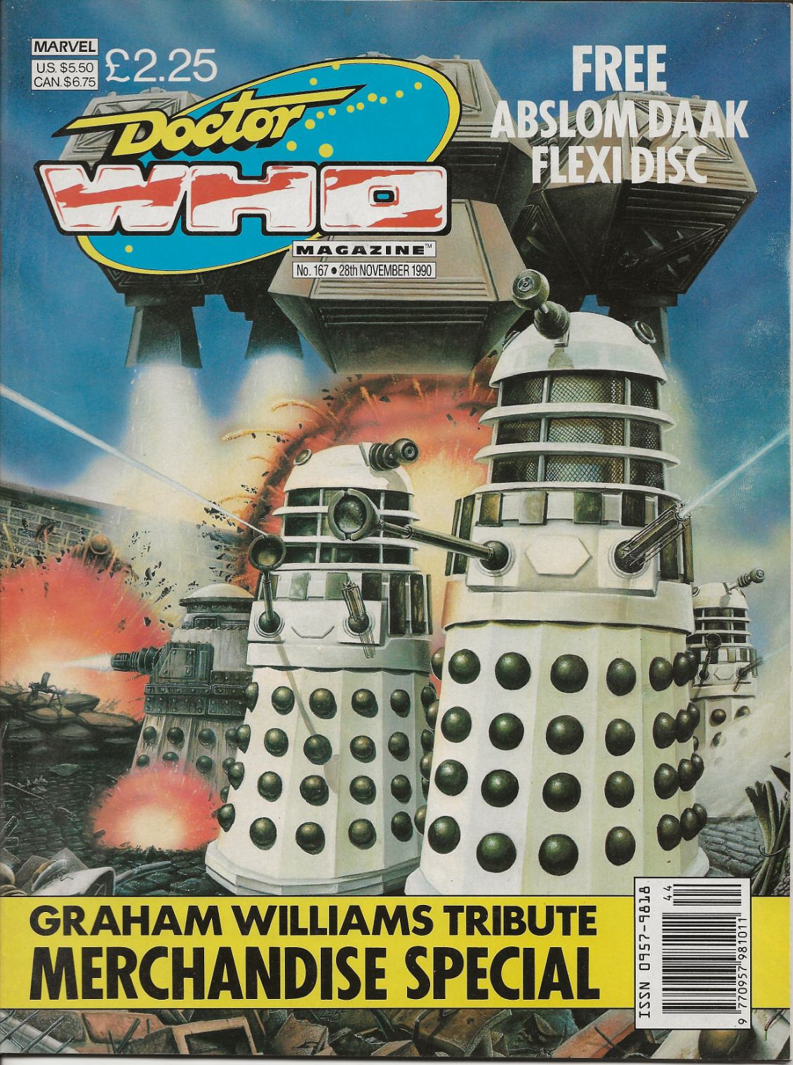 Doctor Who Magazine Issue 167  -  November  1990  Daleks on cover (no flexidisc)