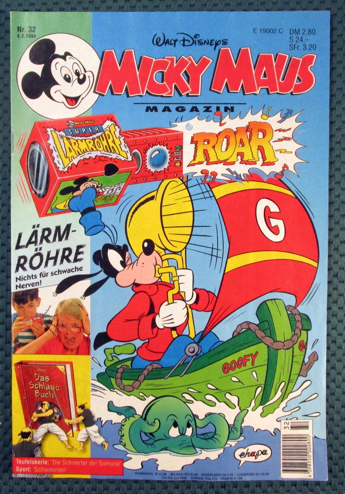 Topolino 1994 fascicolo # 32 del 4 agosto 1994 + supplemento tubo acustico, libro intelligente