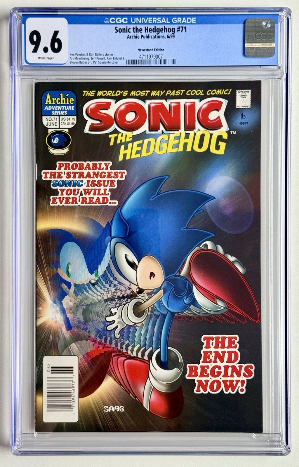 SONIC THE HEDGEHOG 71 ◉ CGC 9.6 * NEWSSTAND * 1999 Archie * NM/ NM+ 👀