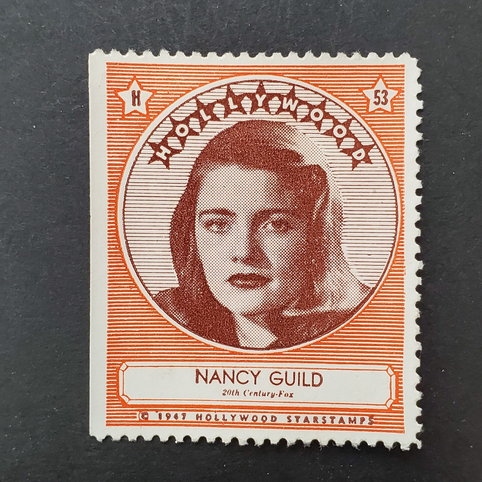 Nancy Guild 1947 Hollywood Screen Movie Stars Stamp Trading Card