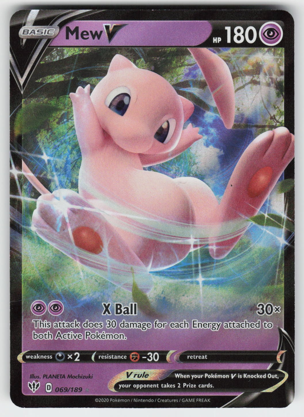 Mew V Holo Ultra Rare SWSH03: Darkness Ablaze 069/189 NM