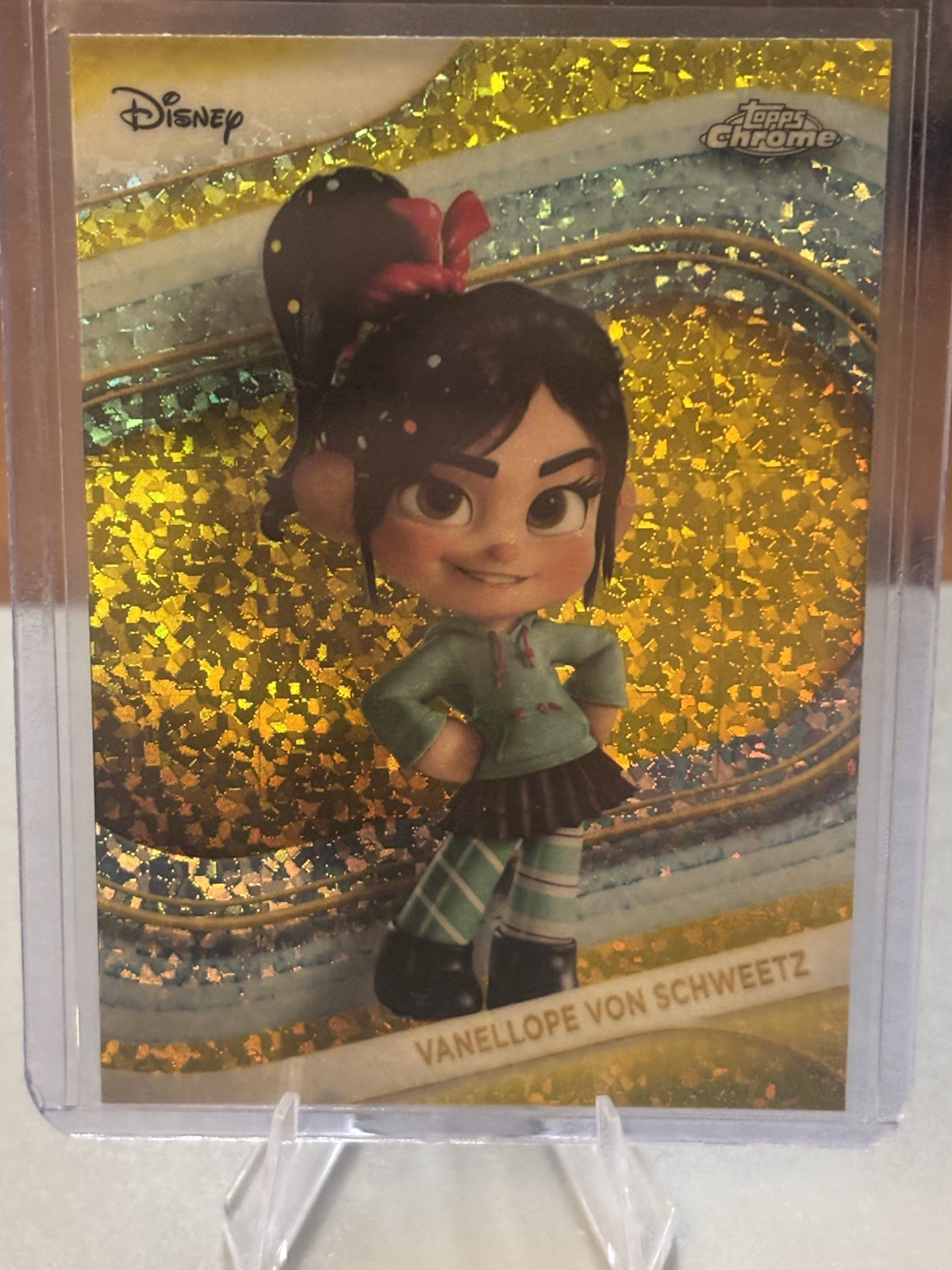 2025 Topps Chrome Disney Vanellope Von Schweetz #67 giallo mini-diamanti ref!