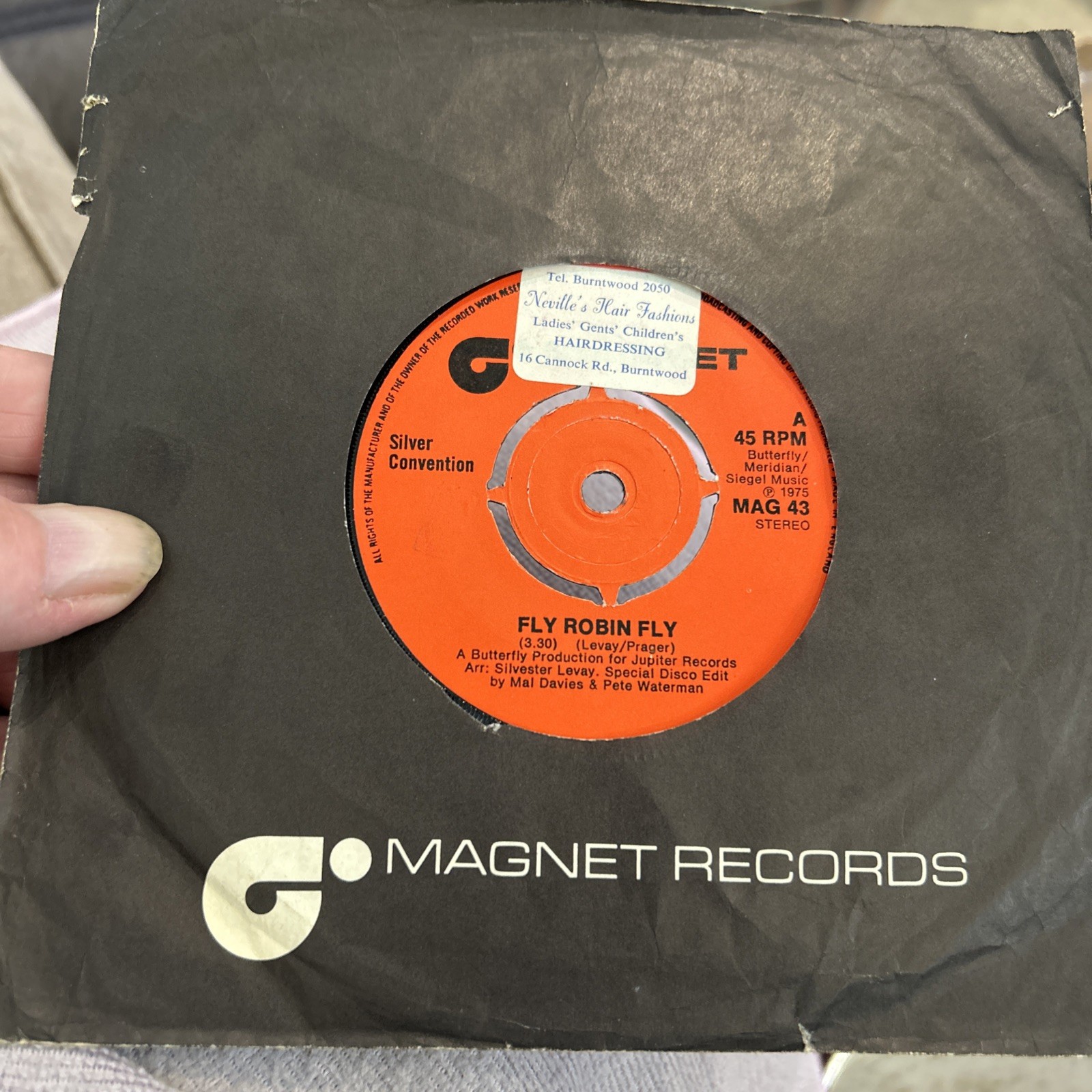 SILVER CONVENTION - Fly Robin Fly 7” Vinyl Record VG+